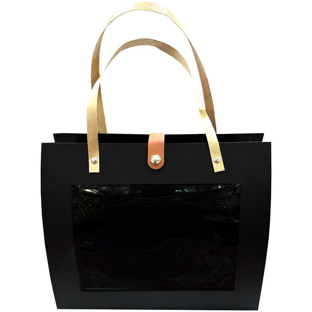 Clear Window Opening Purse Black