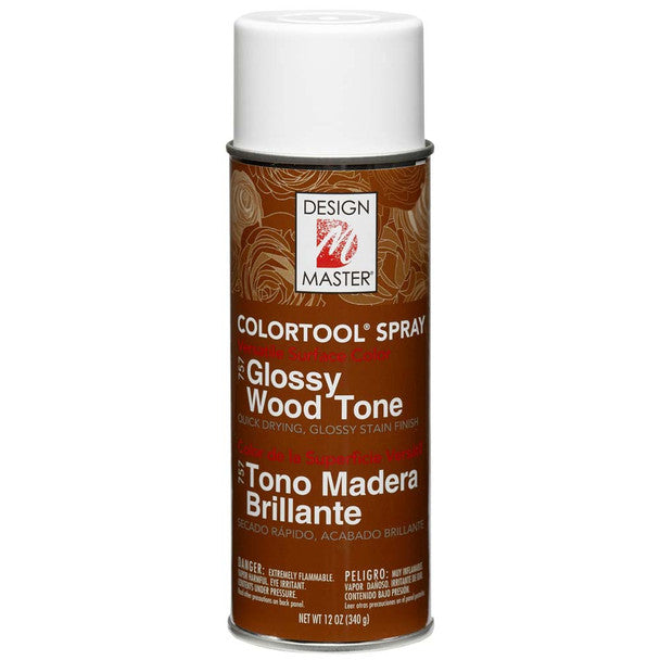 Spray de acabado brillante tono madera