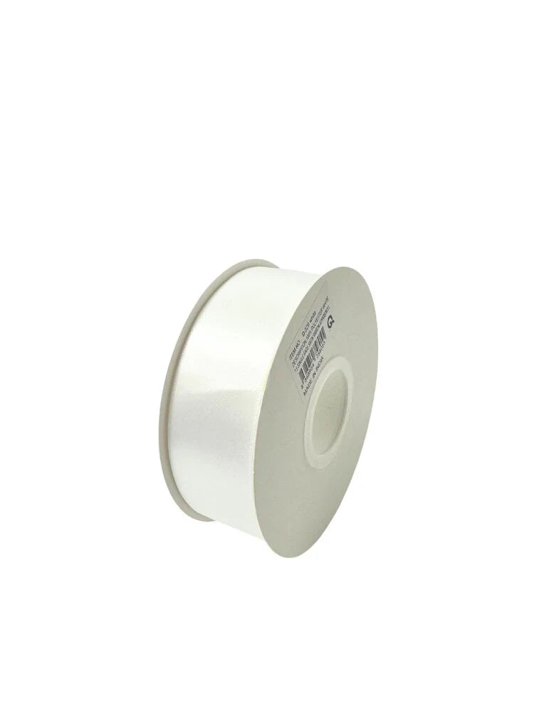 Cinta de satén individual de poliéster de 1,5 pulgadas (50 yardas) - Blanco