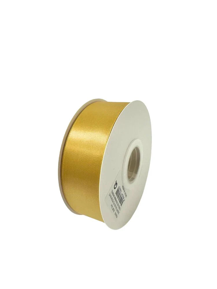 Cinta de satén individual de poliéster de 3,8 cm (45,7 m) - Mostaza
