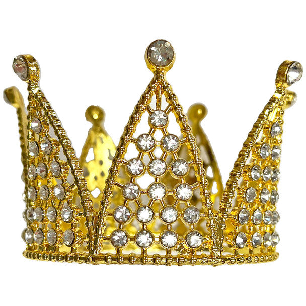 Corona de diamantes de imitación dorados de 3.75"