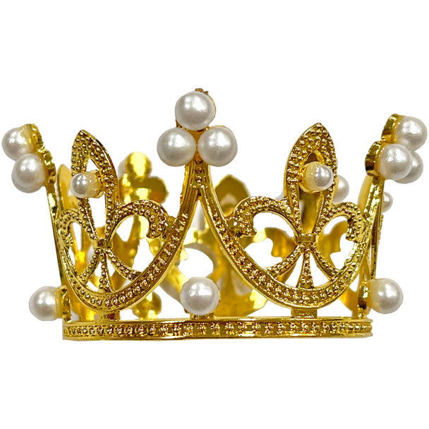 Mini corona de perlas dorada de 2.75"