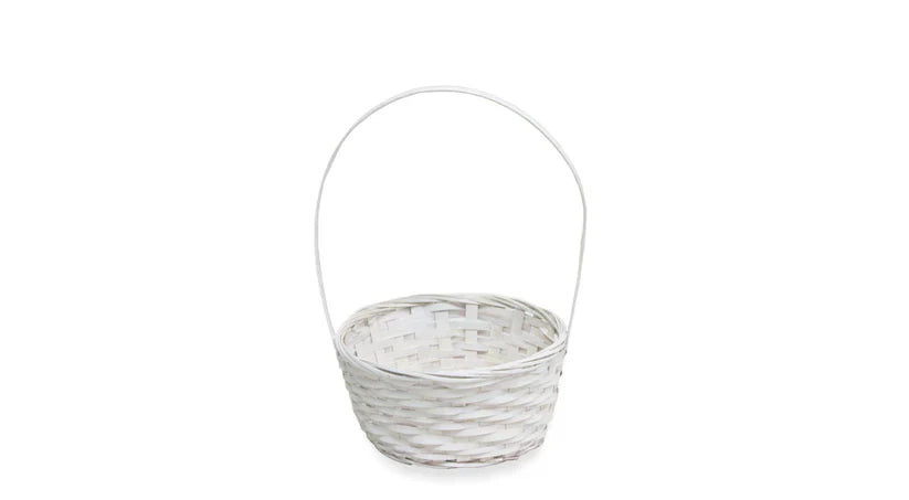 Bamboo White Basket 7"