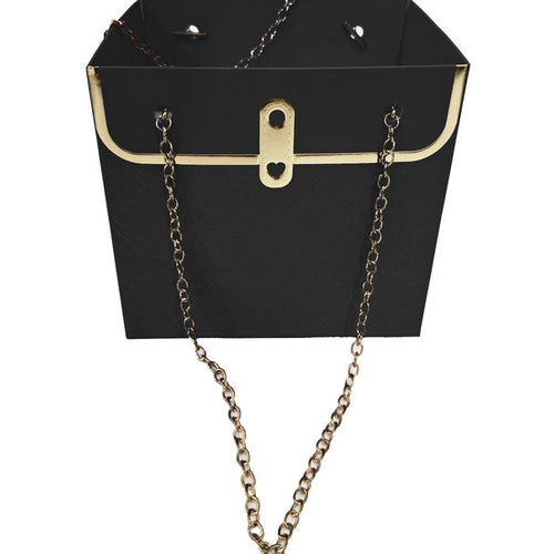 Gold Chain Floral Purse Black