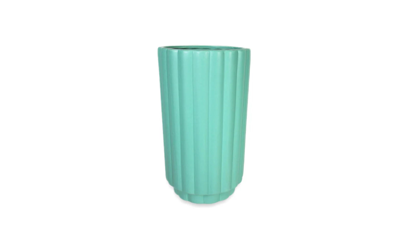 Matte Green Flutted 4x4x8 Vase