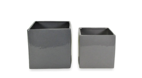 Ceramic Gray  Cube Set Of 2