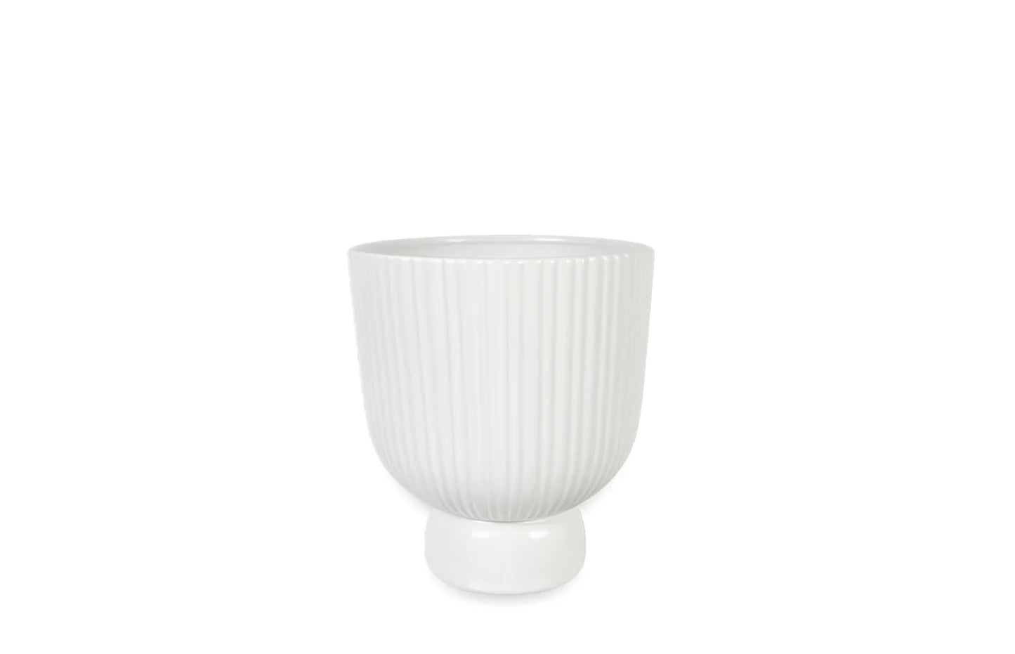5" Ceramic White Pedestal With Stripes