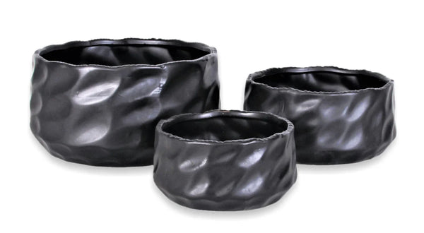 Ceramic Black Round Trays 3 Set