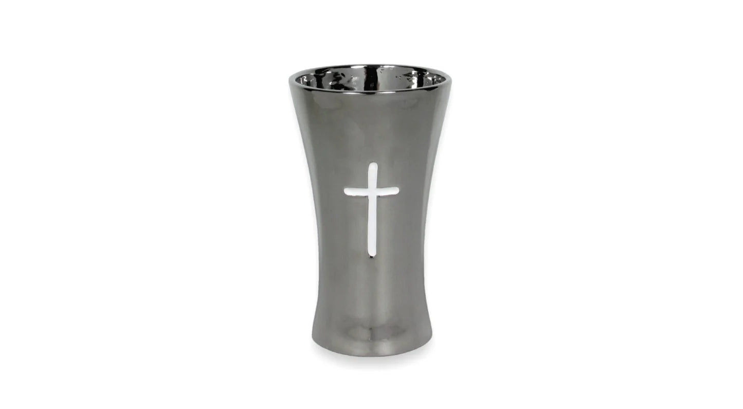 Drop In Vase With Cross 5x8