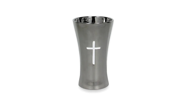 Drop In Vase With Cross 5x8