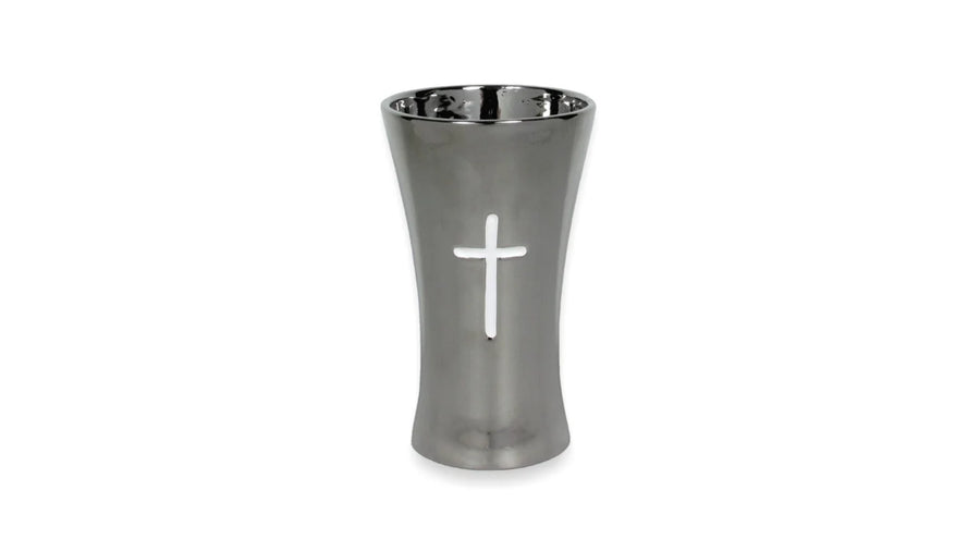Drop In Vase With Cross 5x8