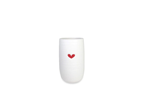 Ceramic White Drop In Vase With Heart