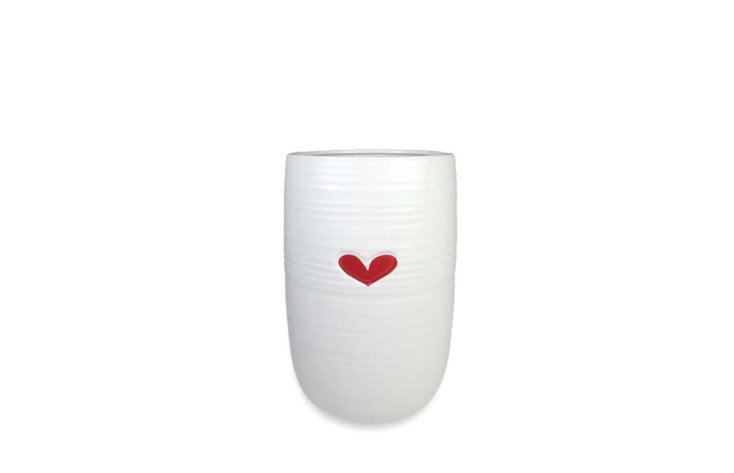 White Vase With Heart Drop In 5x8