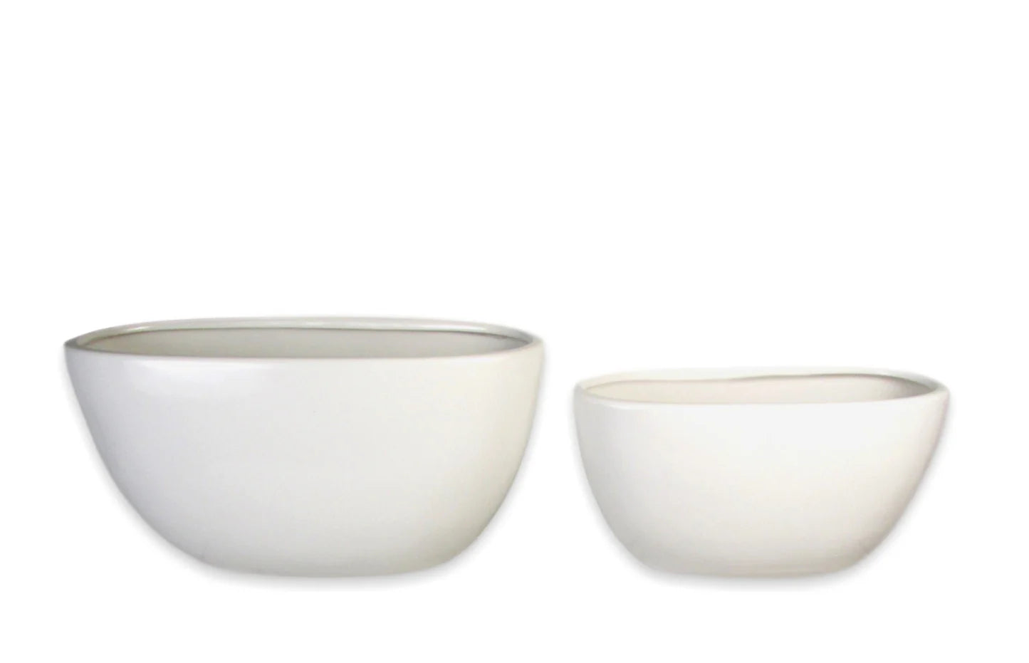 White Ceramic Oval Planters