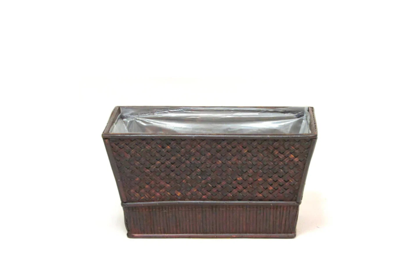 Antique Stained Woven Wood Rectangle Container