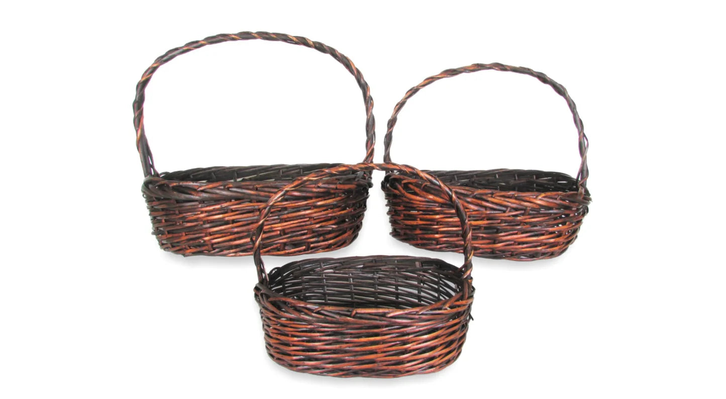 Stained Set Of 3 Willow Baskets