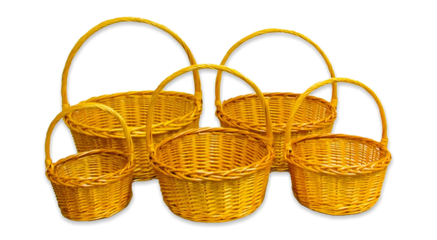 Honey Heavy Willow Round Baskets Set Of 5