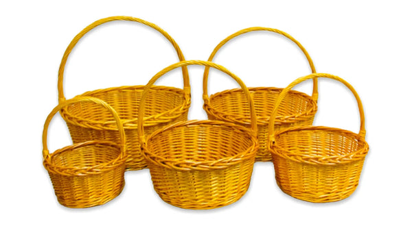 Honey Heavy Willow Round Baskets Set Of 5