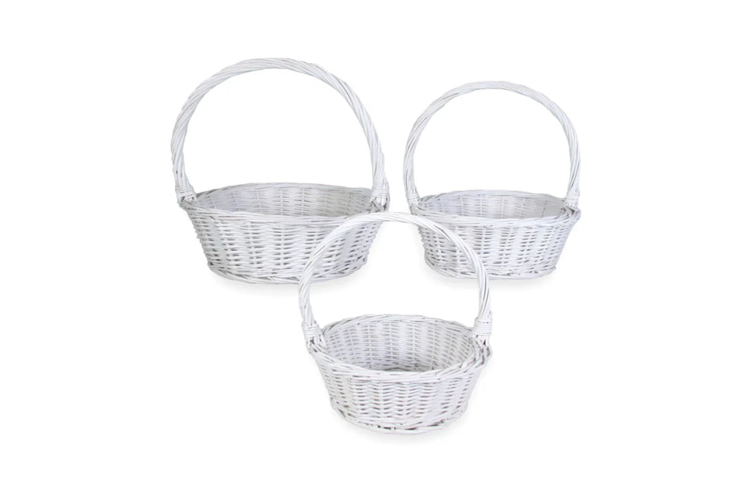 Cesta de mimbre blanco juego de 3