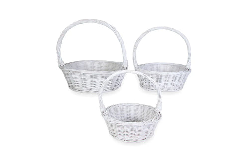 White Willow Basket Set Of 3