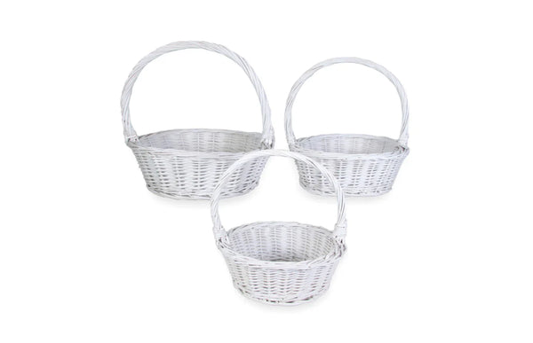 White Willow Basket Set Of 3