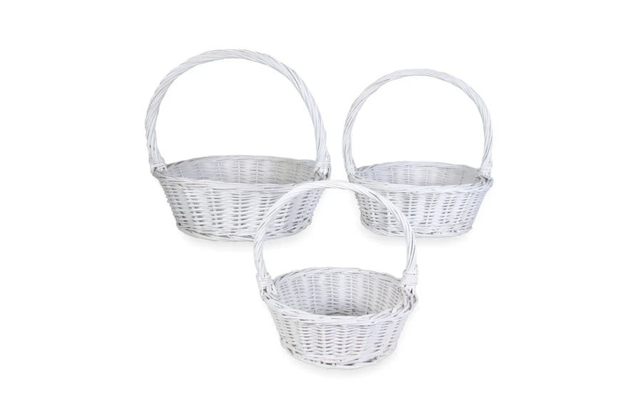 White Willow Basket Set Of 3