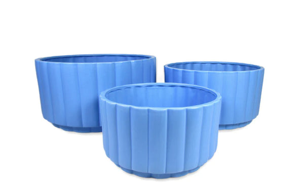 Blue Ceramic Planter Set Of 3